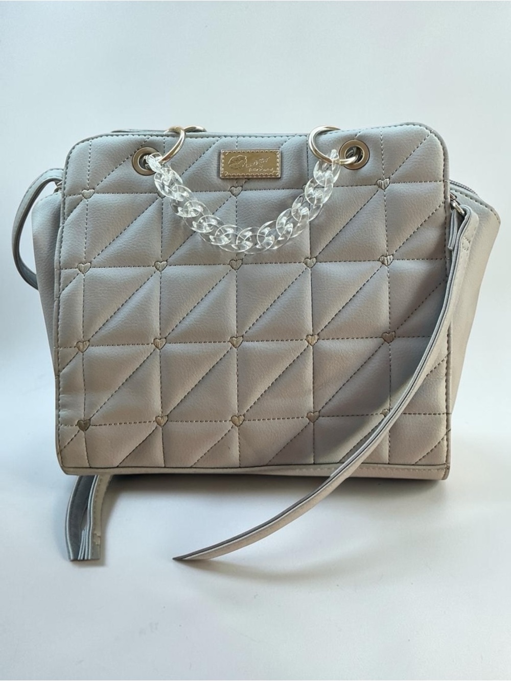 Luv Betsey LBVIOLET Quilted Heart Satchel Crossbody Lavender Gray